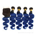 Hot sale 8"-30" virginhairweave 1b/blue ombre humanhair cheap 2 tone hair